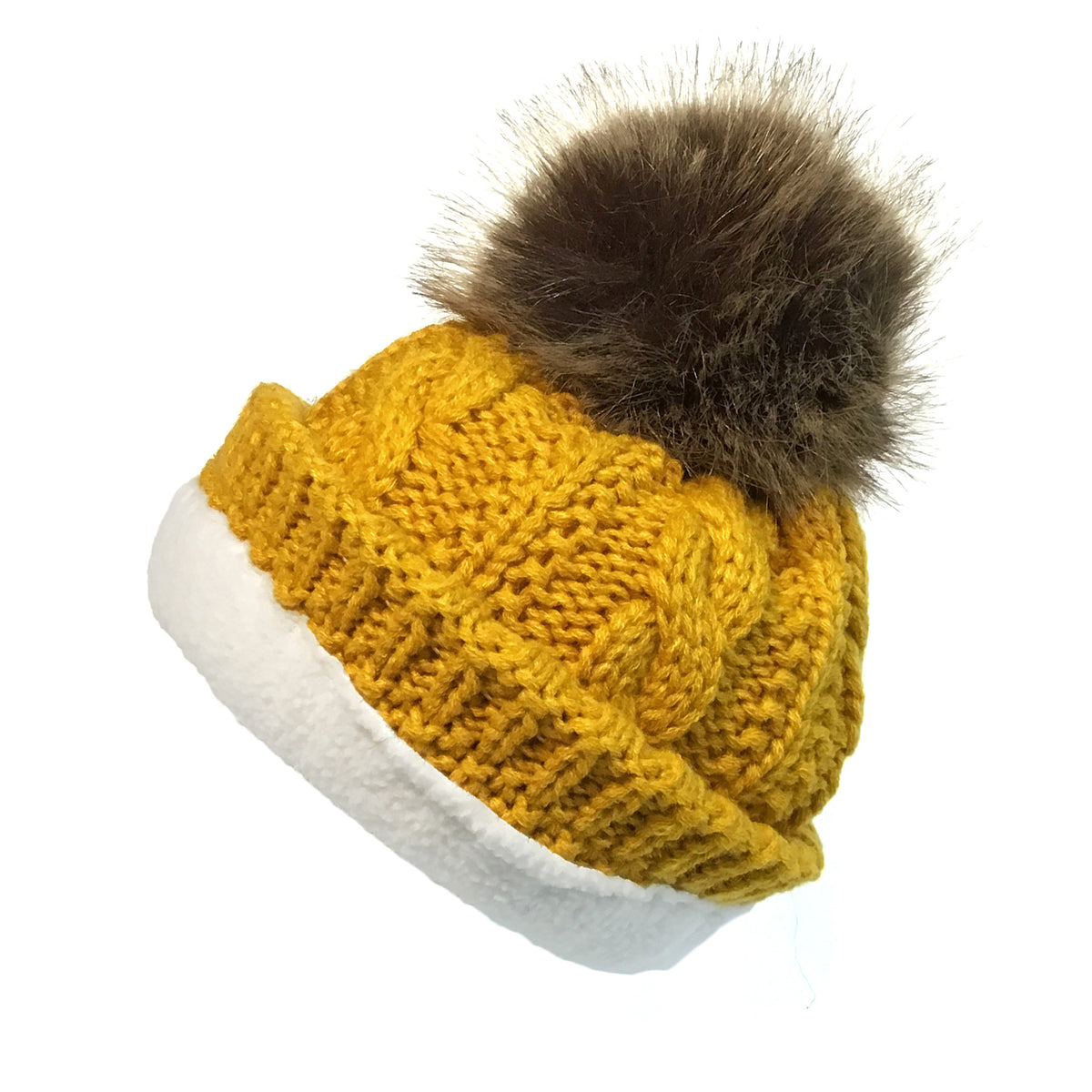 Cable Knitted Toque, Mustard