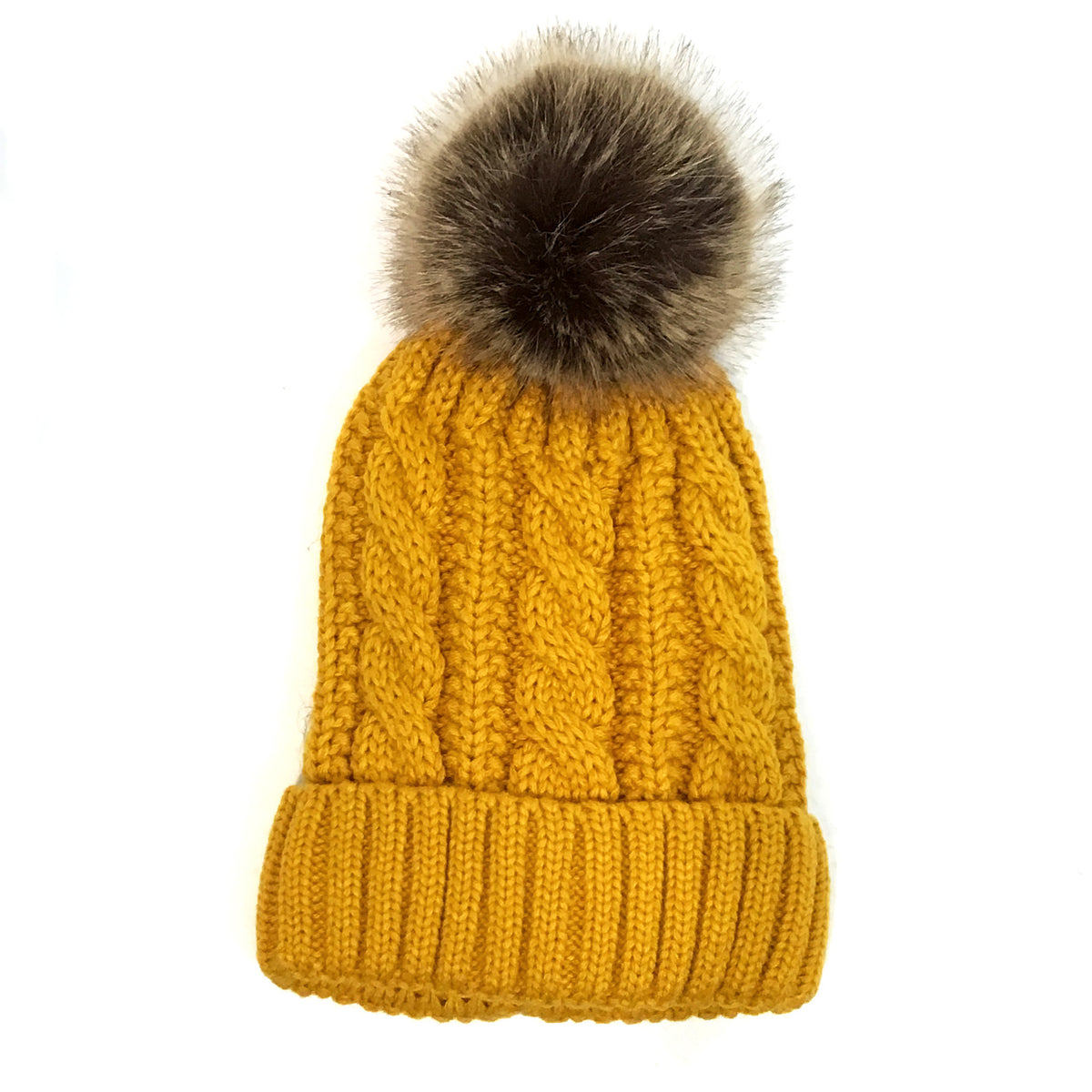 Cable Knitted Toque, Mustard