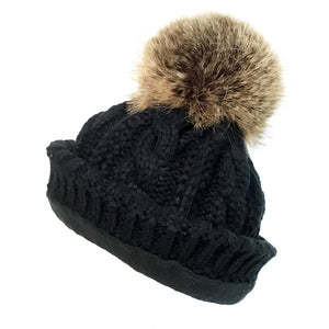 Cable Knitted Toque, Black