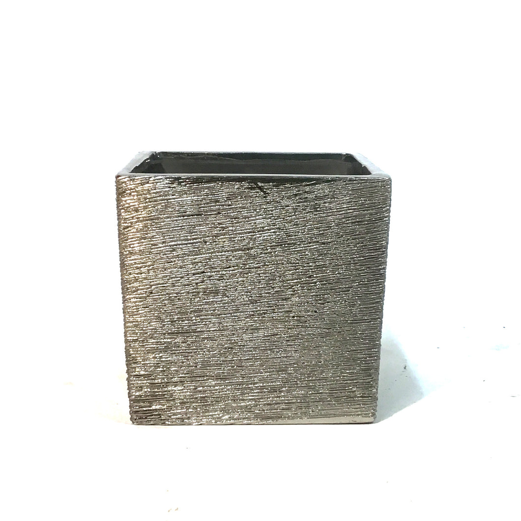 Pot, Ceramic Silver Cube