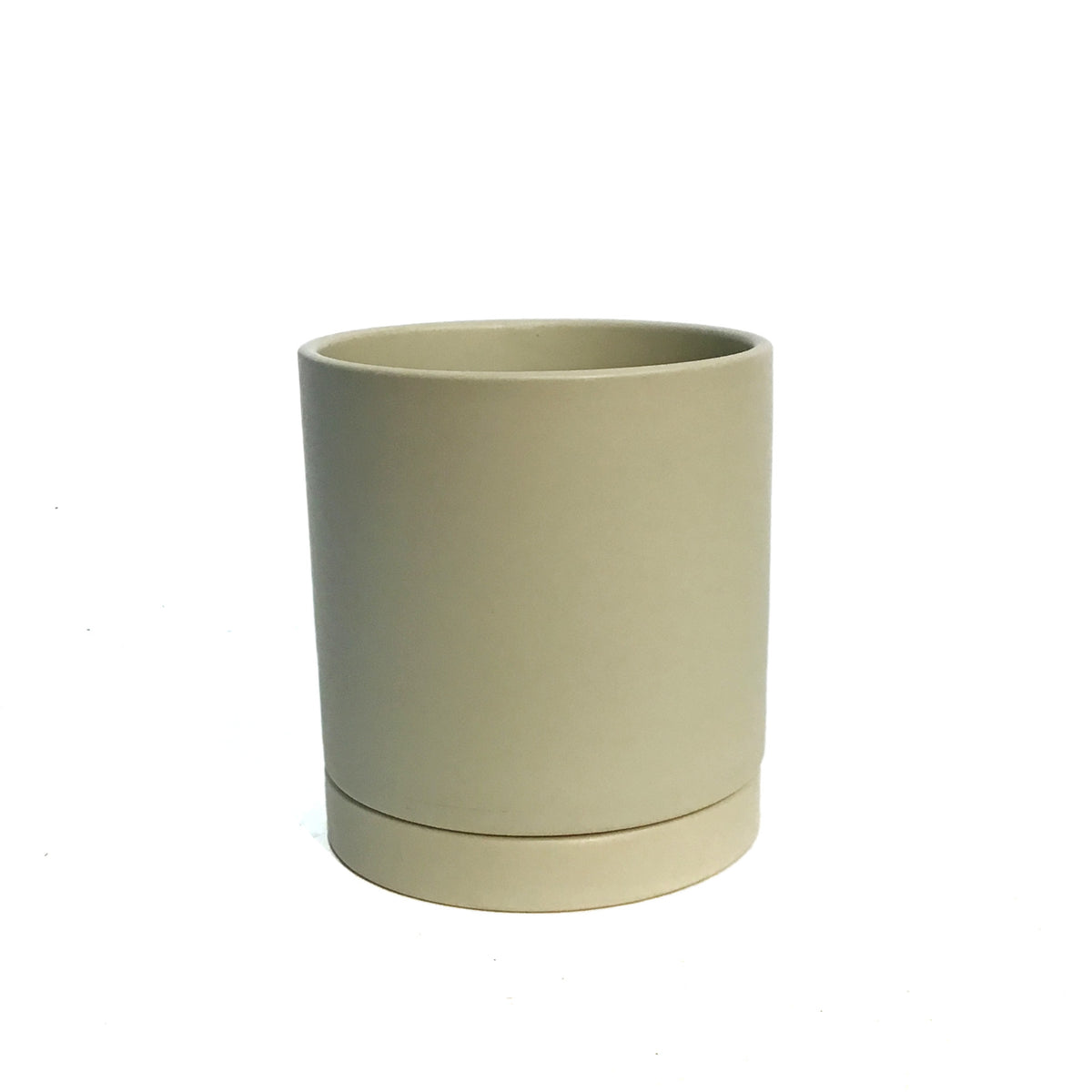 POT, 4IN ROMEY,W/SAUCER, TAN