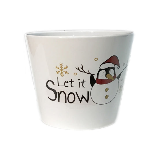 Pot, 6n, Ceramic, Penguin, "Let It Snow"