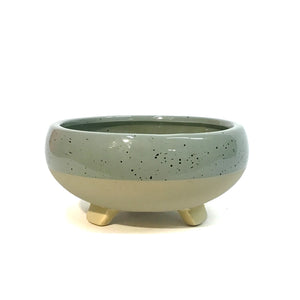 Pot, 6in, Ceramic, Speckled Sage, Footed