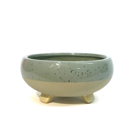 Pot, 6in, Ceramic, Speckled Sage, Footed