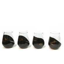 Load image into Gallery viewer, Resin Wine Glass, Marbled Black Ember, Set/4
