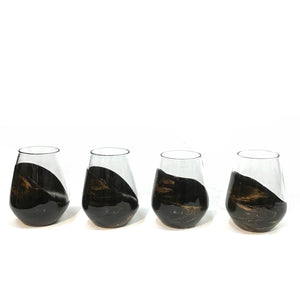 Resin Wine Glass, Marbled Black Ember, Set/4