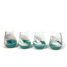 Load image into Gallery viewer, Resin Wine Glass, Marbled Caribbean Blue, Set/4
