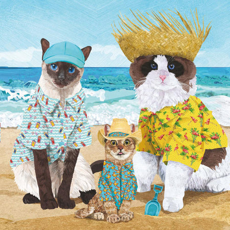 Paper Cocktail Napkin, 20 Count, Cats Beach Party