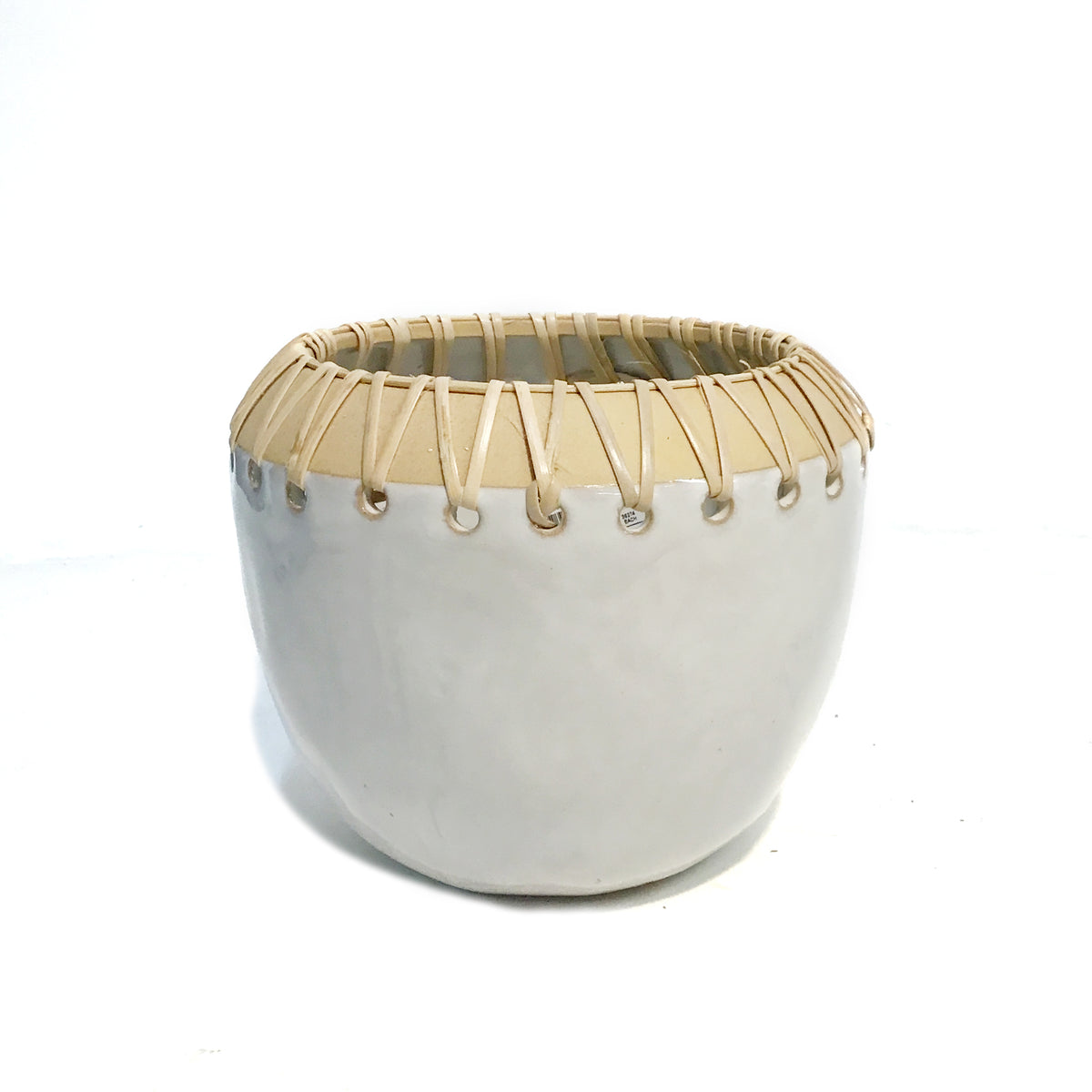 Pot, 5in, Stoneware Rattan Stitching