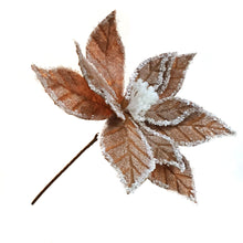 Load image into Gallery viewer, Brown W/Glitter Poinsettia Stem, 8in
