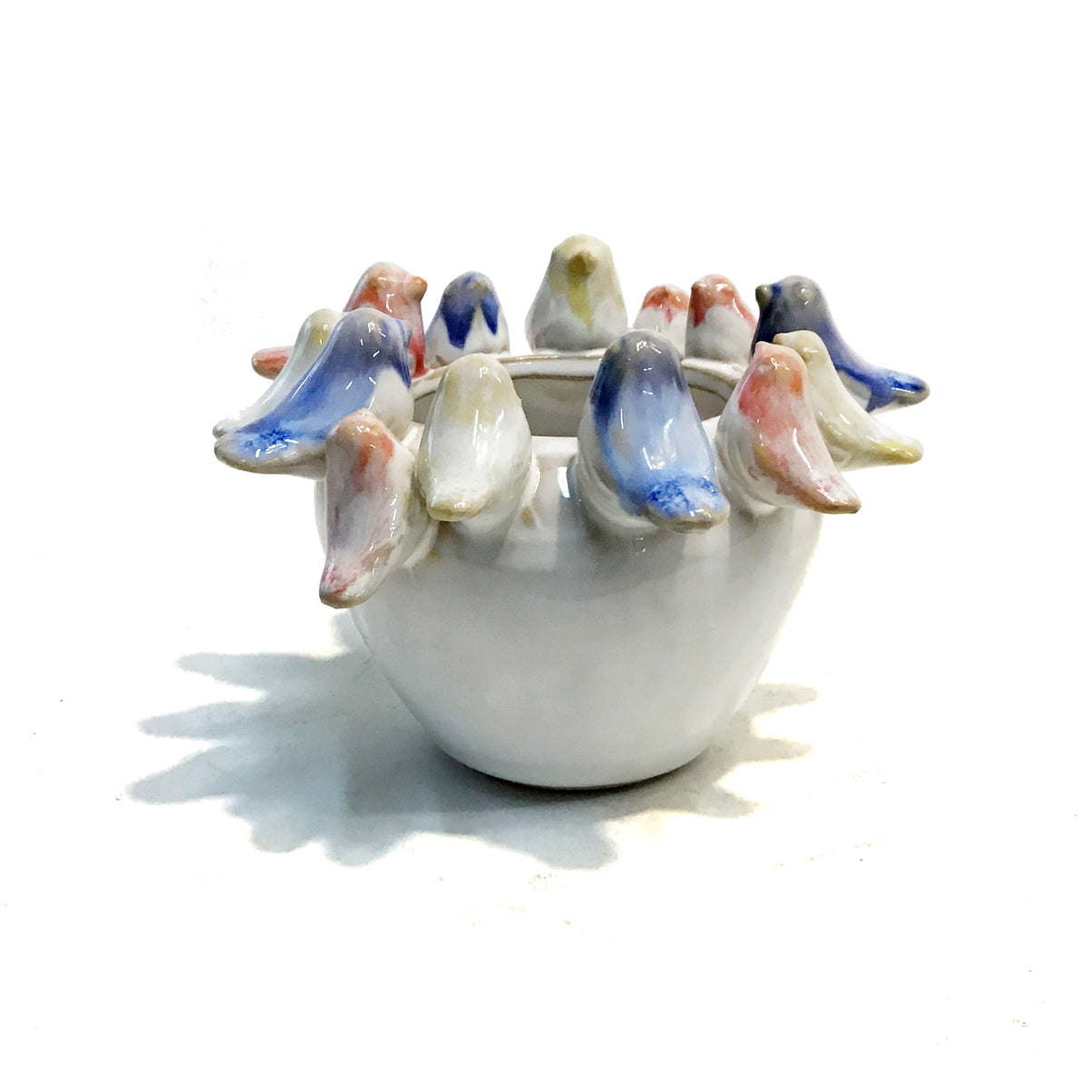 Pot, 4in, 3D Birds on The Rim