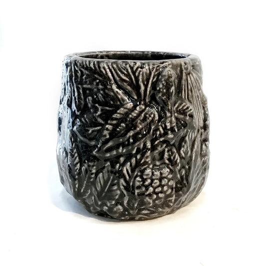 6in Embossed Planter w/ Botanical Design