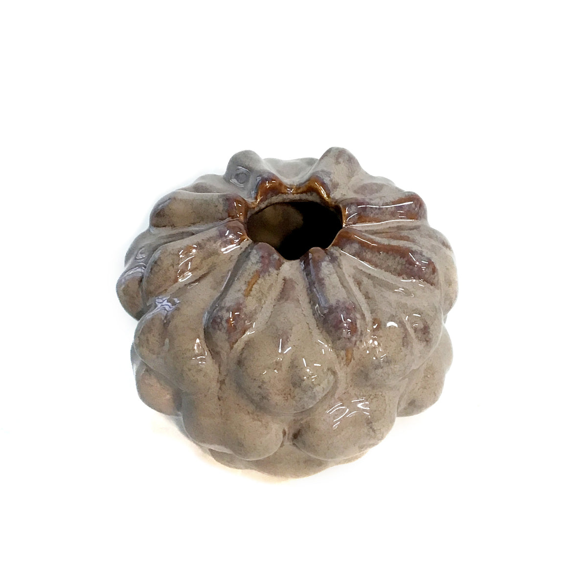 Stoneware Forned Vase, Reactive Glaze
