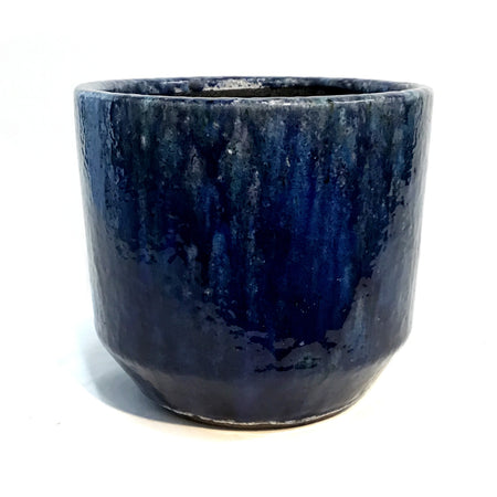6in Terra-cotta Blue Crackle Pot