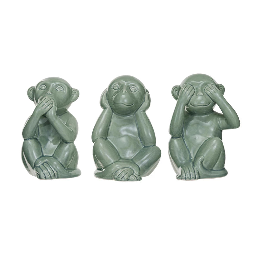 Hear/Speak/See No Evil Monkey Statuary