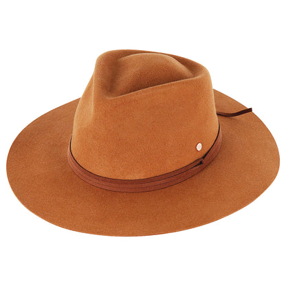 Womans Wide Brim Fedora, Alice, Tan, Small