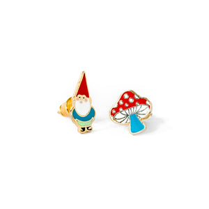 Mushrrom & Gnomes Stud Earings