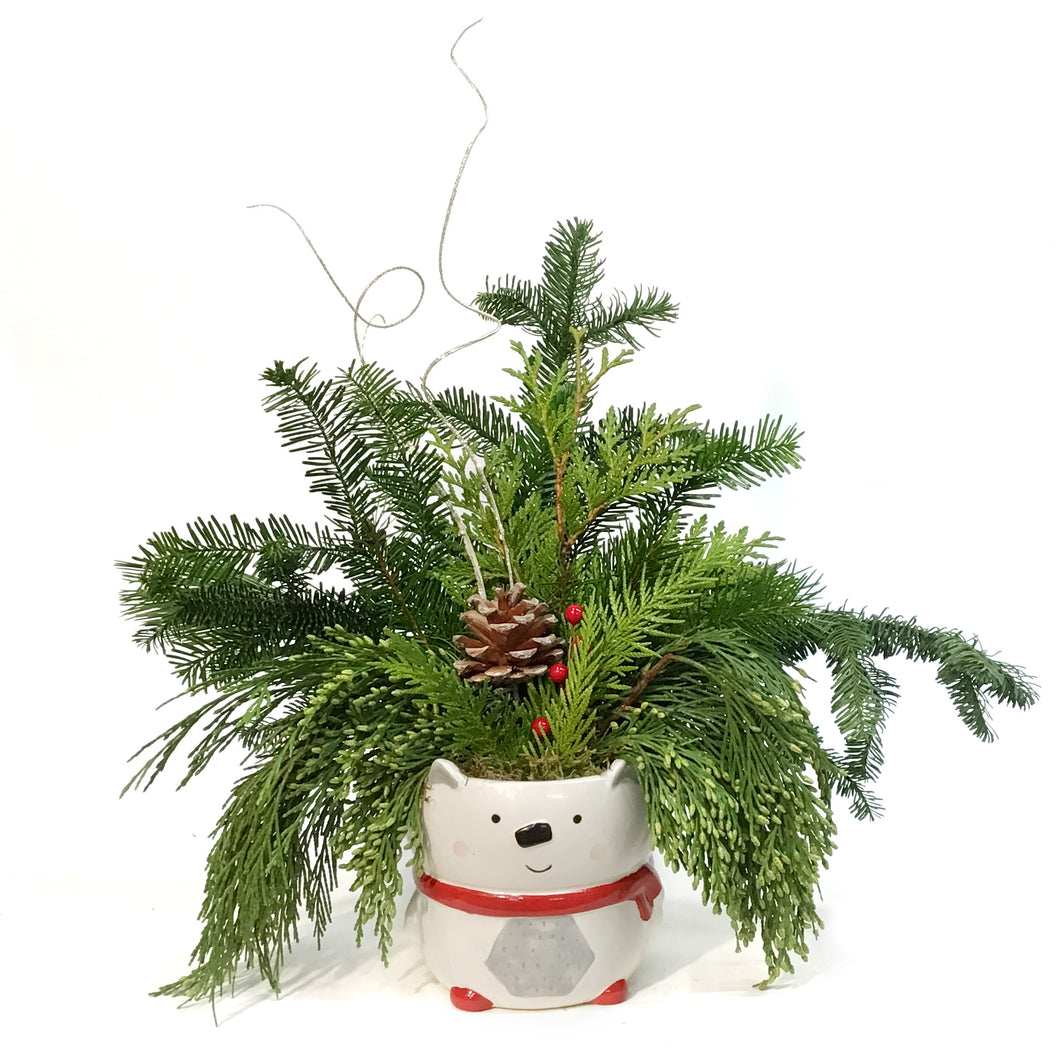 Christmas Planter, 4in Polar Bear