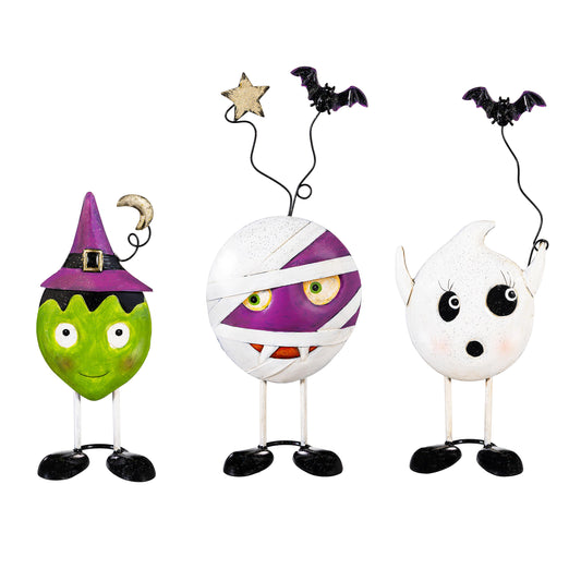 Decor, Metal Spooky Monsters, 3 Assorted