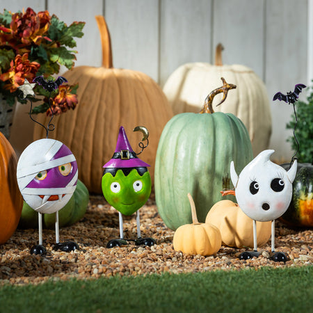 Decor, Metal Spooky Monsters, 3 Assorted