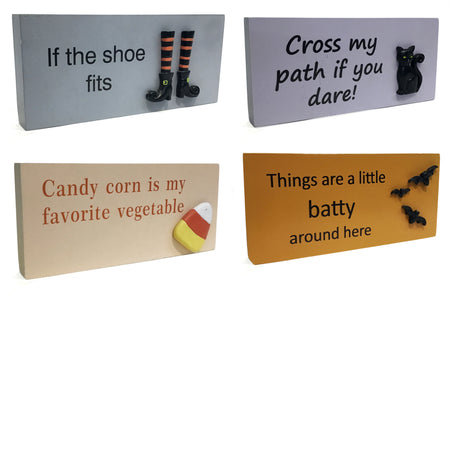 Decor Wood Block Halloween Signs
