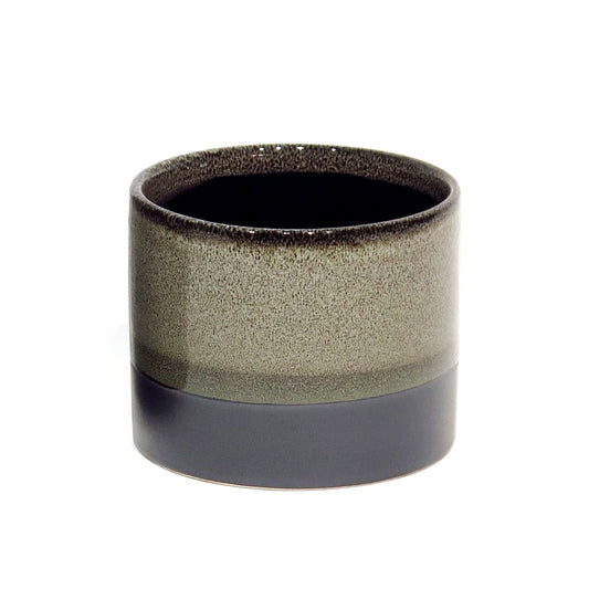Pot, 4in, Ceramic, Reactive Glaze, Grey/Black