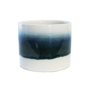 Pot, 4in, Ceramic, Reactive Glaze, Green/Blue/Whit