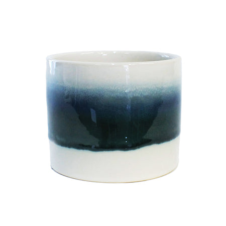 Pot, 4in, Ceramic, Reactive Glaze, Green/Blue/Whit