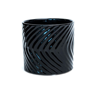 Pot, 4in, Ceramic, Dolomite, Ripples, Black