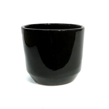 Pot, 4in, Ceramic, Dolomite, Shiny, Black