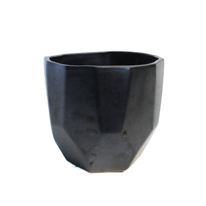 Pot, 4in, Ceramic, Geo, Metallic Black