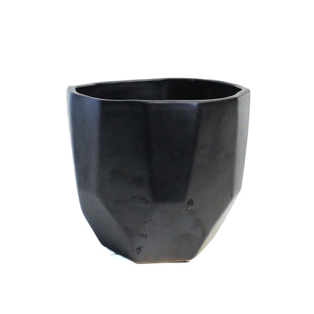 Pot, 4in, Ceramic, Geo, Metallic Black