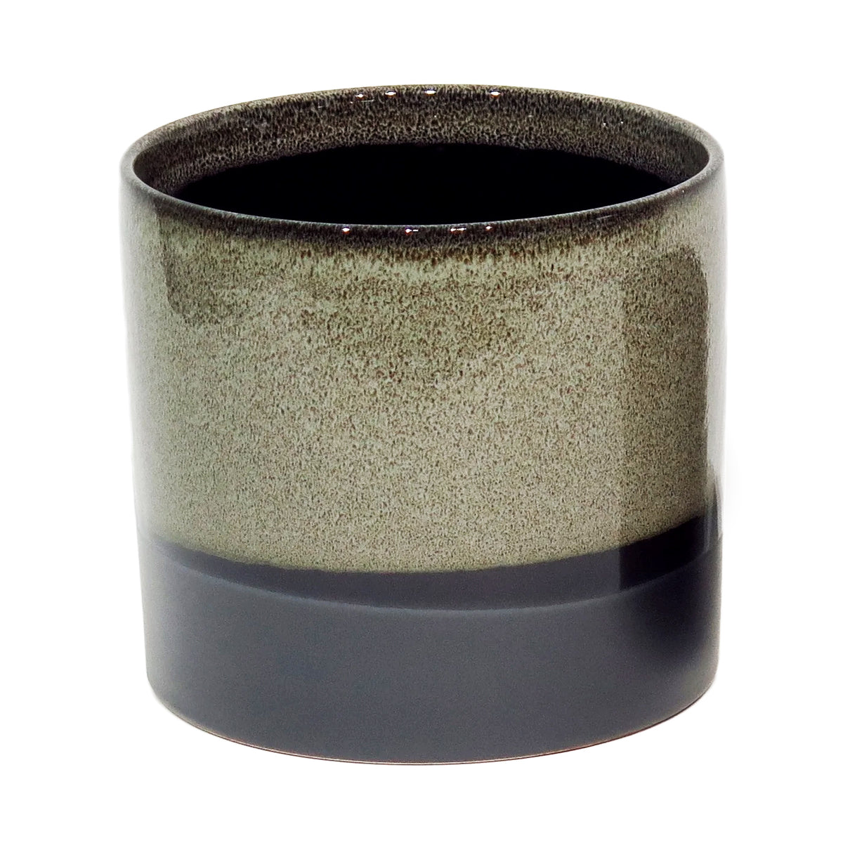 Pot, 6in, Ceramic, Glaze, Grey & Black