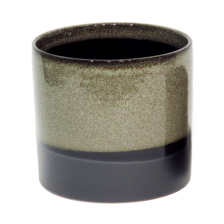 Pot, 6in, Ceramic, Glaze, Grey & Black
