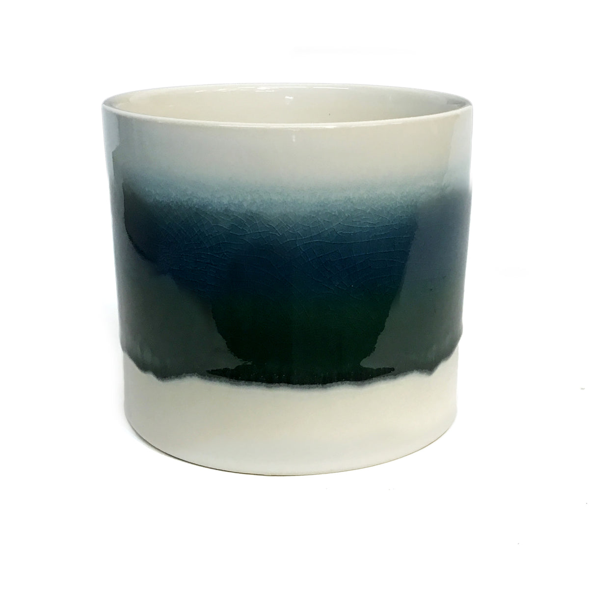 Pot, 6in, Ceramic, Glaze, Green/Blue/White