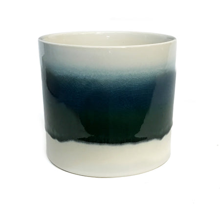 Pot, 6in, Ceramic, Glaze, Green/Blue/White