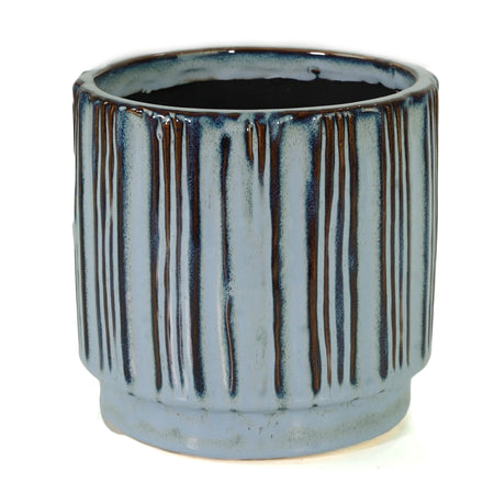 Pot, 6in, Ceramic, Glaze, Blue  & Grey