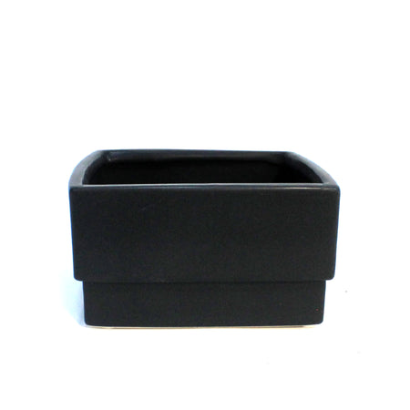 Planter, 6in, Ceramic, Square, Matte Black