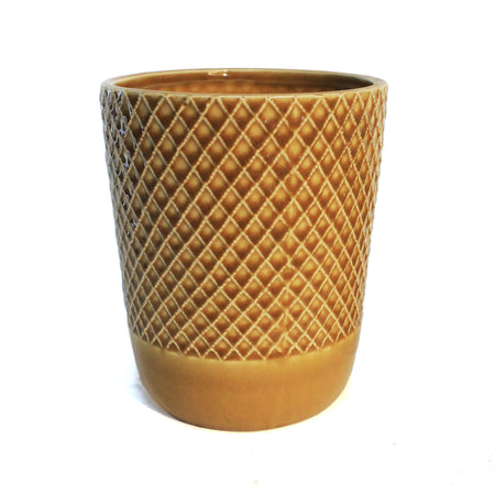 Planter, 6in, Ochre Clear Crackle,