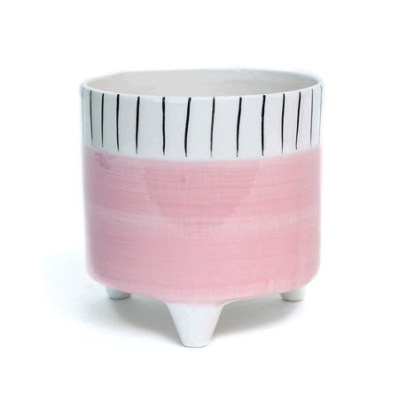 Pot, 6in, Ceramic, Pink Dolomite, Black/White