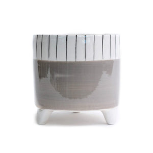 Pot, 6in, Ceramic, Grey Dolomite, Black/White