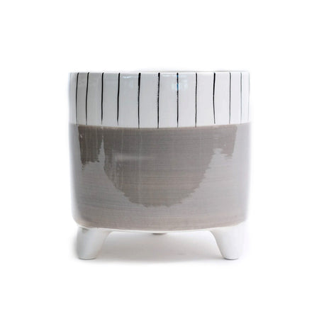 Pot, 6in, Ceramic, Grey Dolomite, Black/White