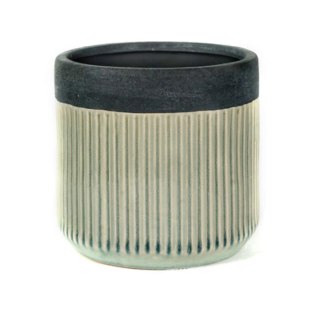 Pot, 4in, Light Blue, Ceramic, Ribbed