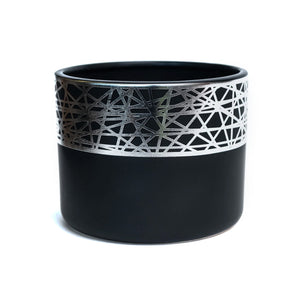 Pot, 6in, Black/Silver Plated Ceramic