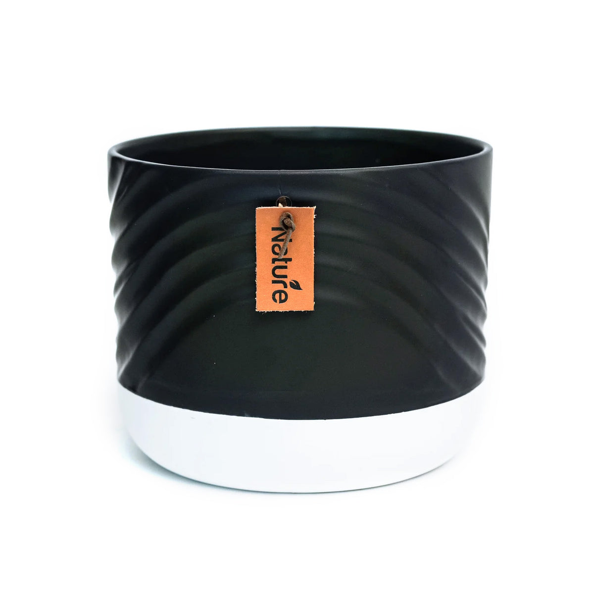 Pot, 6in, Black Top, White Base Ceramic