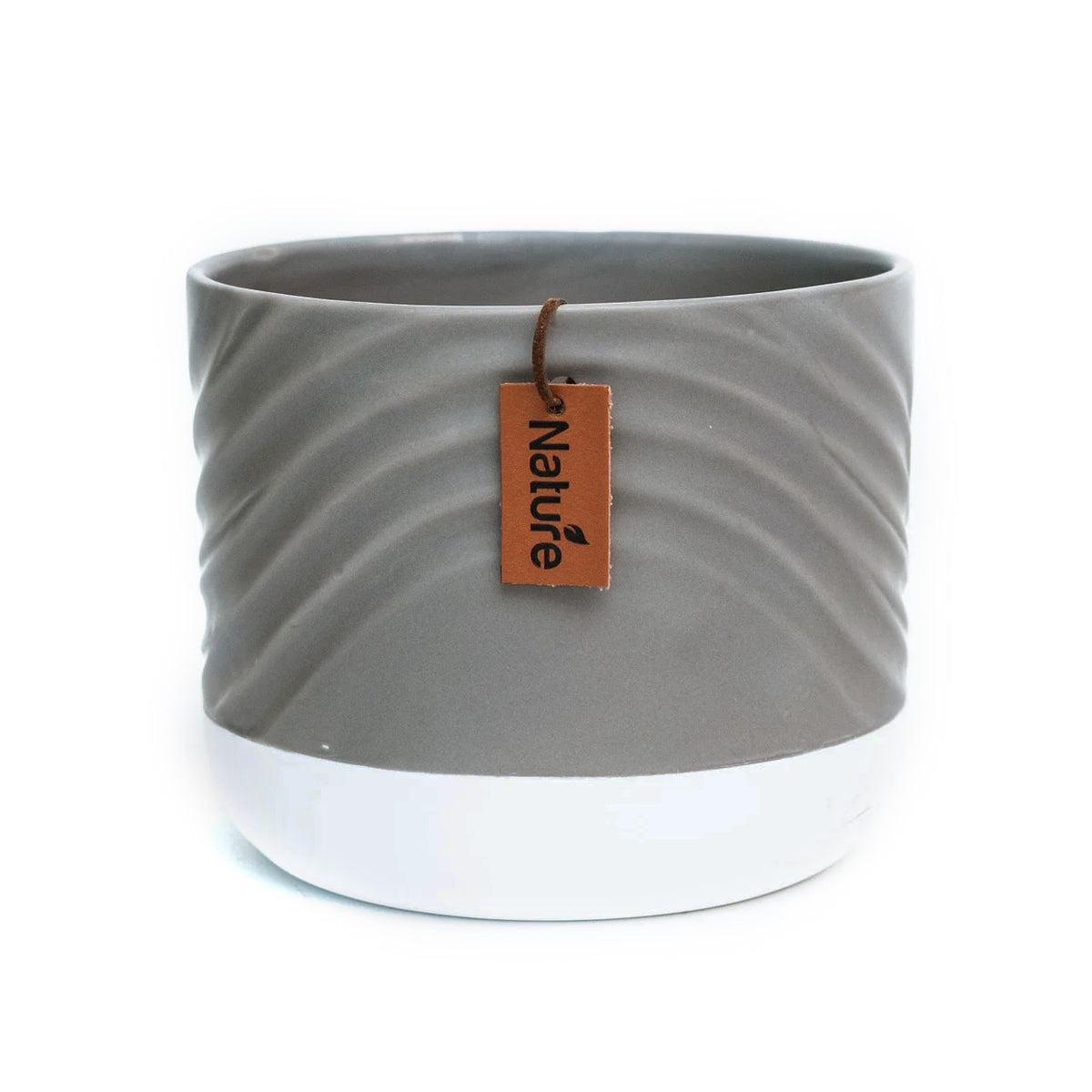 Pot, 6in, Grey Top, White Base Ceramic