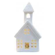Decor, Bisque House w/ LED Lights; White