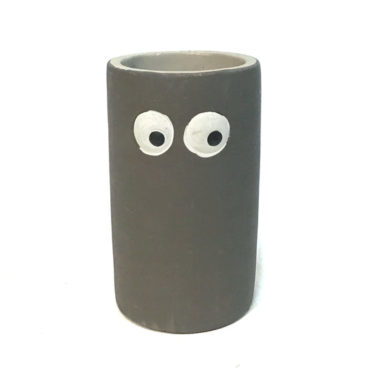 Pot, 3.5in,  Googly Eyes Grey Tall