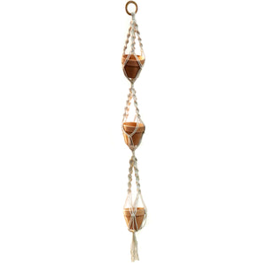 Triple Pot Macrame Wall Plant Hanger, Mini