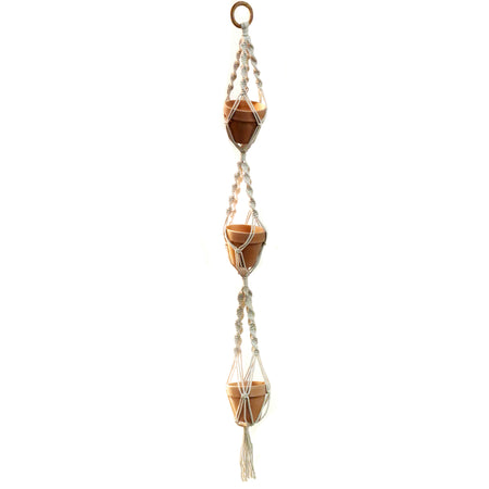 Triple Pot Macrame Wall Plant Hanger, Mini